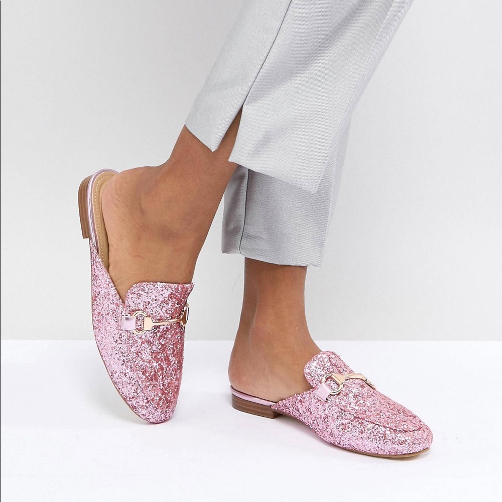 ASOS Pink Glitter Mules